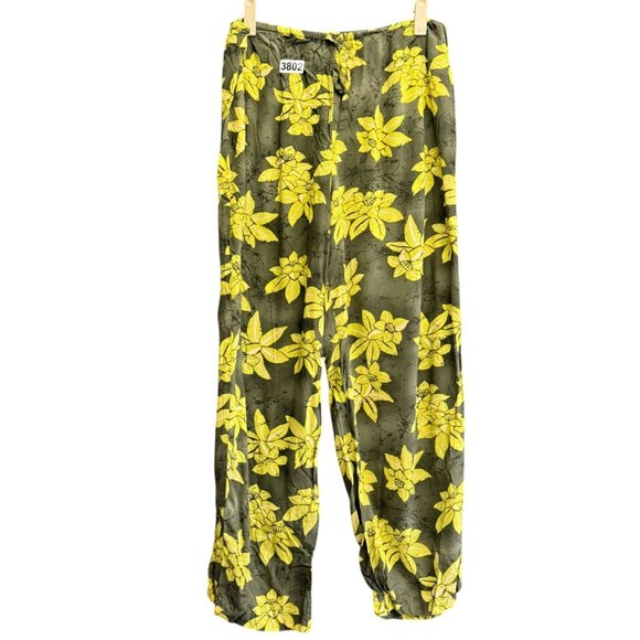 VTG Victoria's Secret Tropical Lounge Pajama Pants Sleepwear Medium Green - Picture 1 of 9